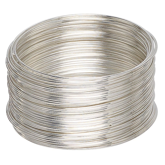 Silver Plated Stainless Steel Small Bracelet Memory Wire 1-3/4", 1 oz (approx. 60 loops)