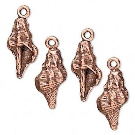 Antiqued Copper Pewter Conch Sea Shell Charms 18x10mm – 4 pcs