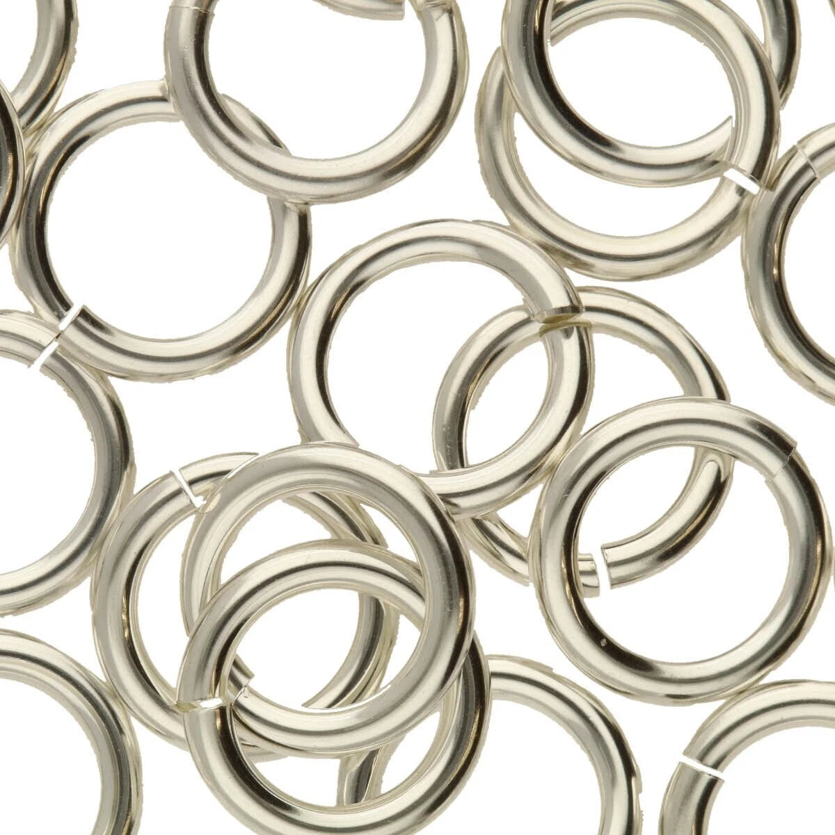 Sterling Silver Round Jumplock Jump Rings, 10mm, 14 Gauge (25)