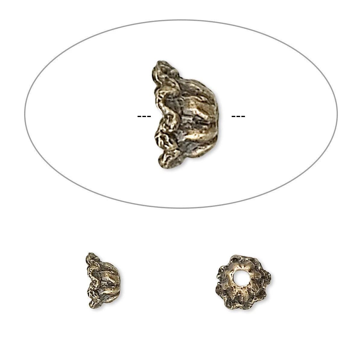 Antiqued Brass Pewter Filigree Flower Bead Caps, 6x4mm, 100 pcs
