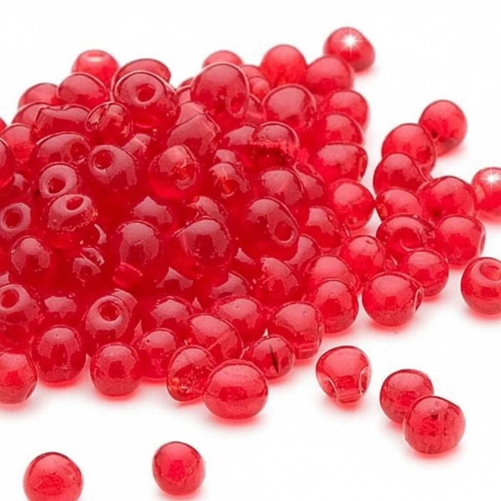 Miyuki Transparent Red Teardrop Fringe Beads, 4x3.4mm, 10g