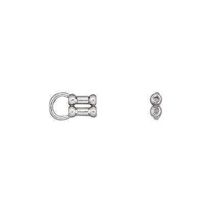 Antiqued Sterling Silver Crimp Tube Ends with Loop, 10x6mm, 2-Strand, 2 pcs