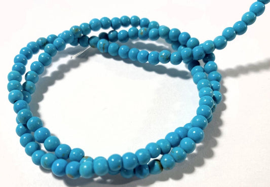 Dark Teal Green Blue Imitation Turquoise Resin Round Beads 3-4mm 1 Strand (115 pc)