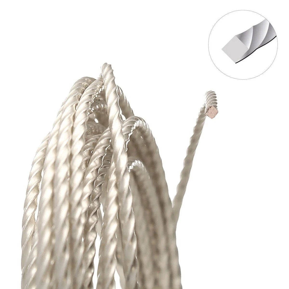 Non-Tarnish Silver Plated Copper Twisted Square Wire, 18 Gauge (1.02mm), 8 Feet