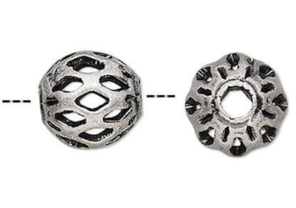 Antiqued Silver Plated Brass Cut-Out Round Spacer Beads 6mm 1.5mm Hole (100 pc)