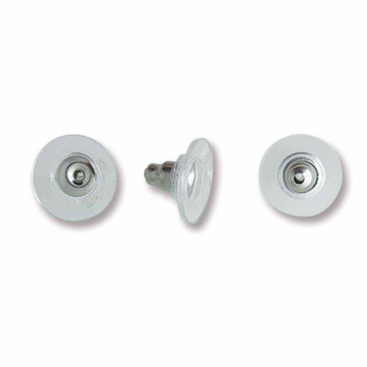 100 Silvertone 10x6mm Clear Comfort Clutch Stabil Earring Backs