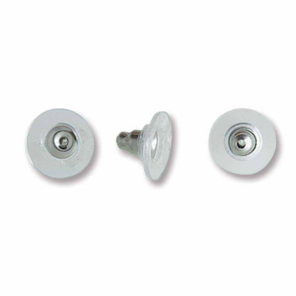 100 Silvertone 10x6mm Clear Comfort Clutch Stabil Earring Backs