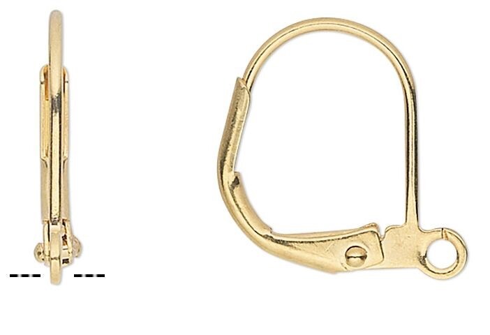 Gold earring hooks on a white background