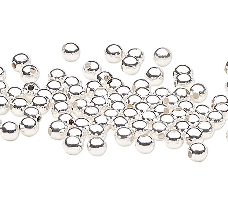 Silver-Plated Brass Smooth Round Spacer Beads, 2mm, 100 pcs