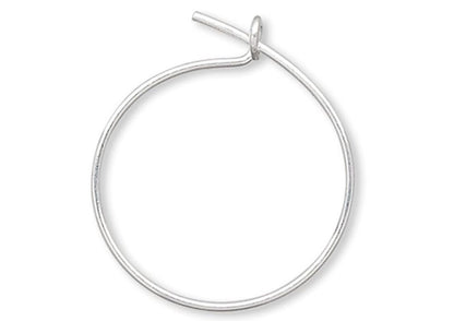 Silver Plated Brass Beading Hoop Ear Wires 12mm, 23 Gauge