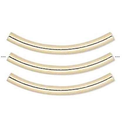 Brass 13x1mm Curved Tube Beads, Gold Plated, 100 pcs