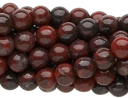 Natural Brecciated Jasper 4mm Round Beads with 0.5-1.5mm Hole, 1 Strand (approx. 100)
