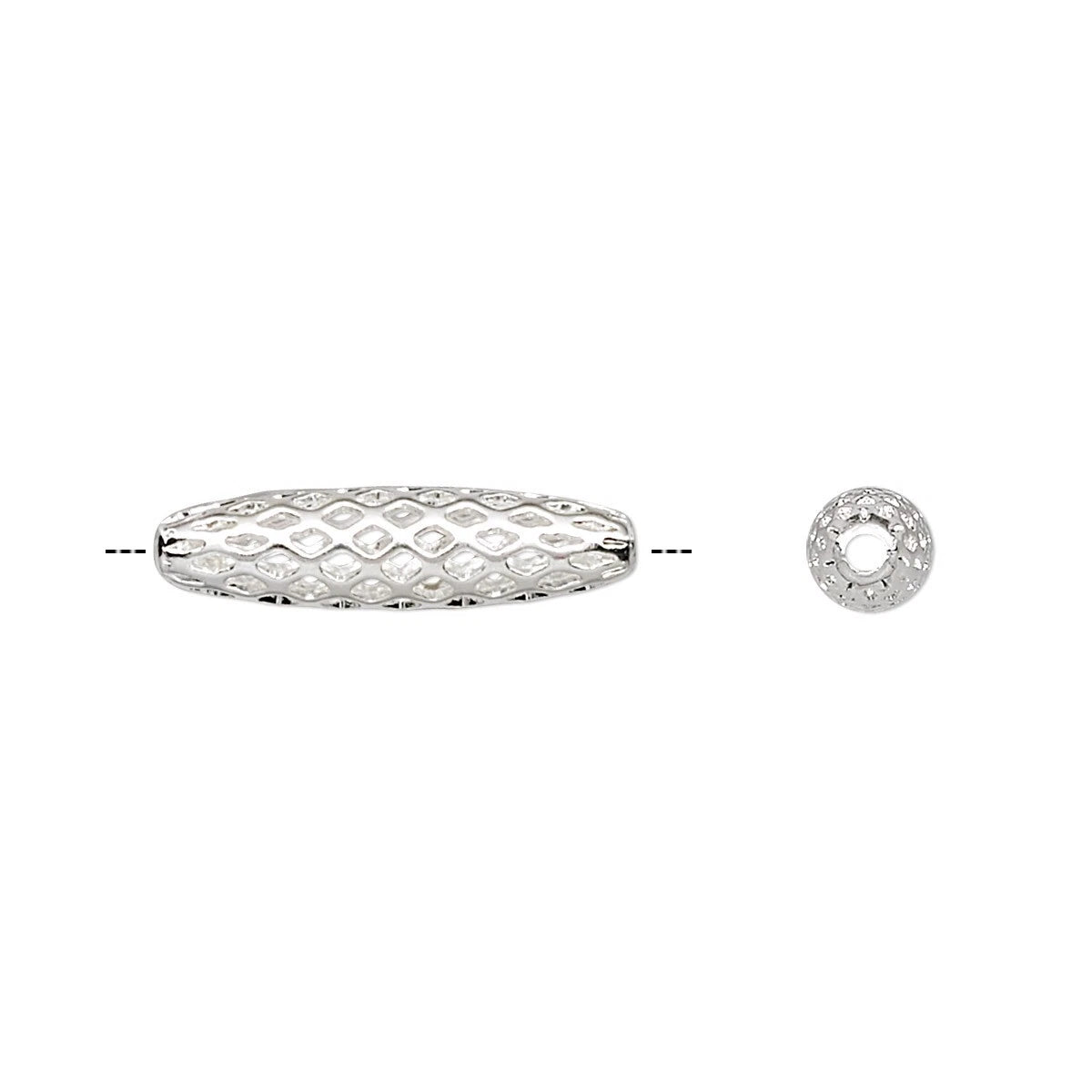 Silver Plated Brass Cut-Out Weave Oval Beads, 19x5mm