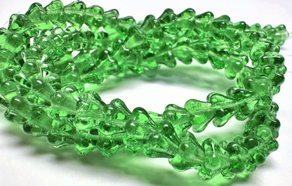 Prairie Green Czech Glass Baby Bell Flower Beads 6x4mm, 50 pcs
