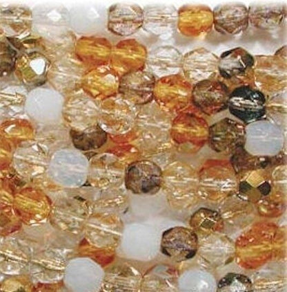 Czech Fire Polished Glass Round Beads, 8mm, 50 pcs