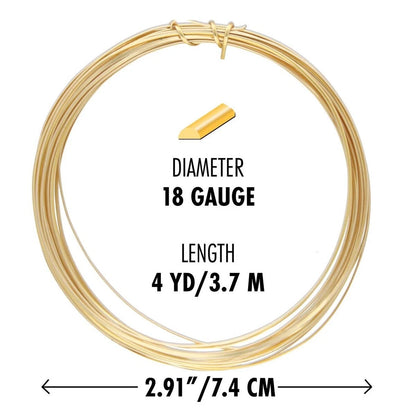 Beadsmith Non-Tarnish Gold Plated Copper Half Round Wire, 18 Gauge, 4 Yards
