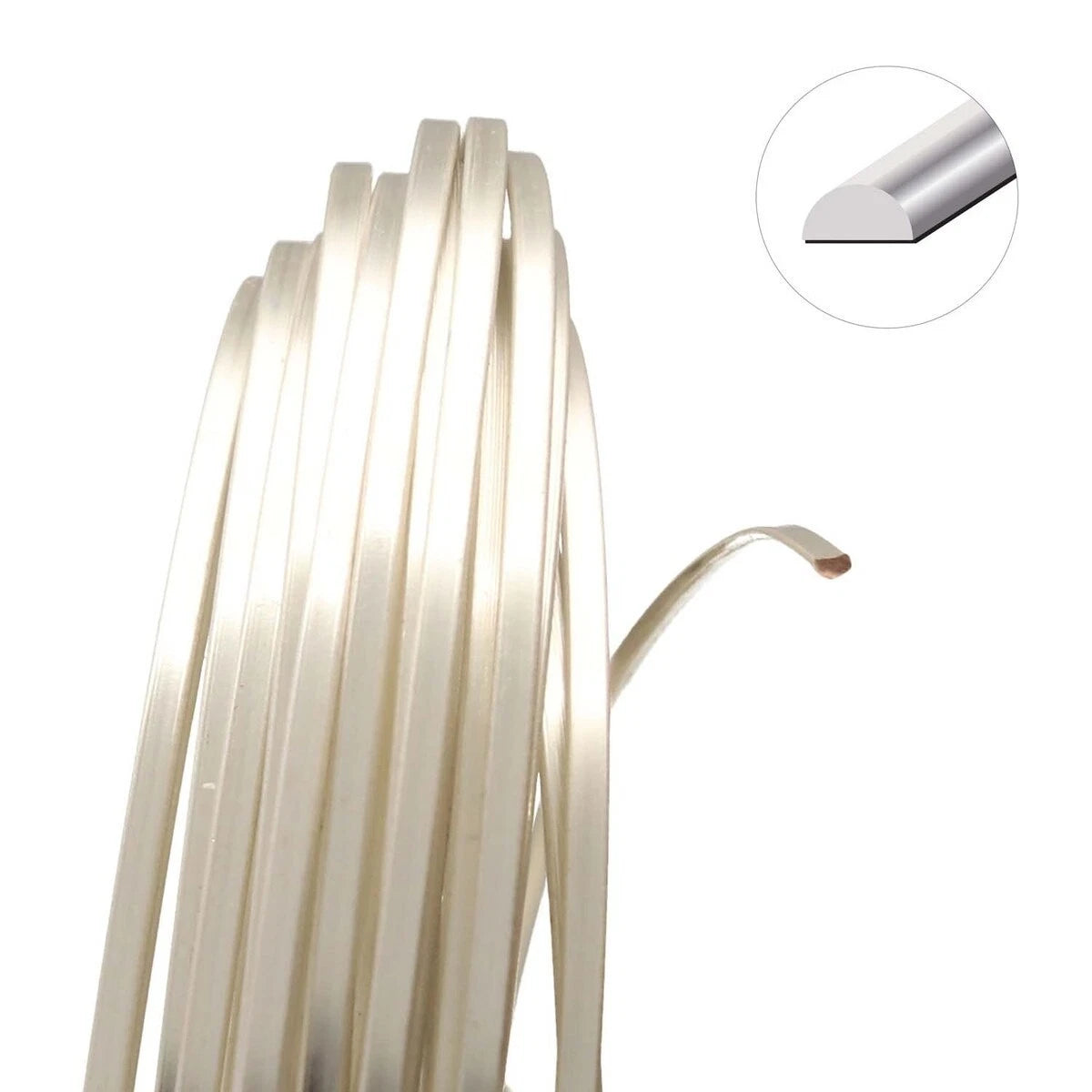 Beadsmith Non-Tarnish Silver Plated Copper Half Round Wire, 18 Gauge (1.02mm), 4 Yards