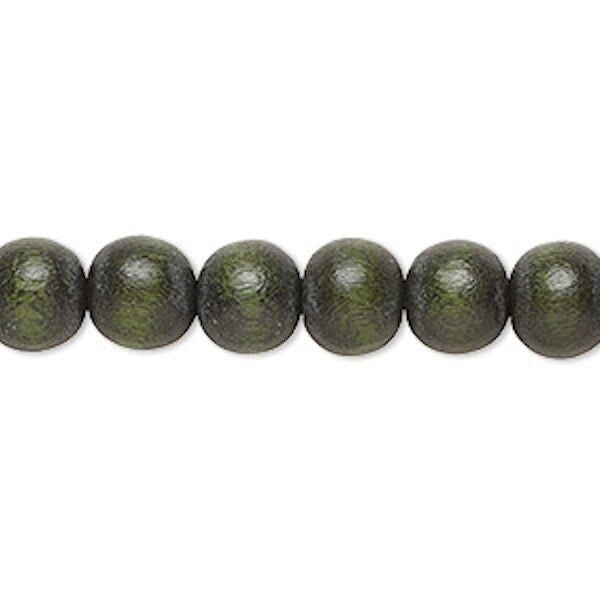 Dyed & Waxed Wood Round Beads 7-8mm - 2 Strands (approx. 108 pcs)