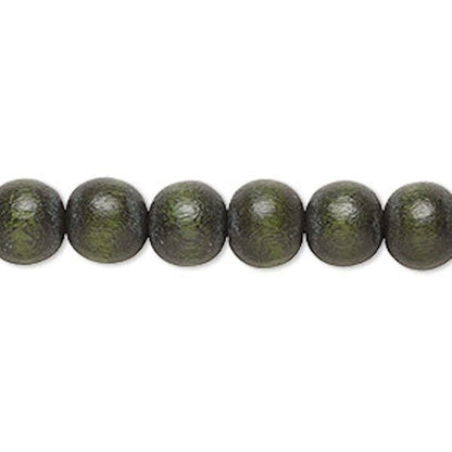 Dyed & Waxed Wood Round Beads 7-8mm - 2 Strands (approx. 108 pcs)