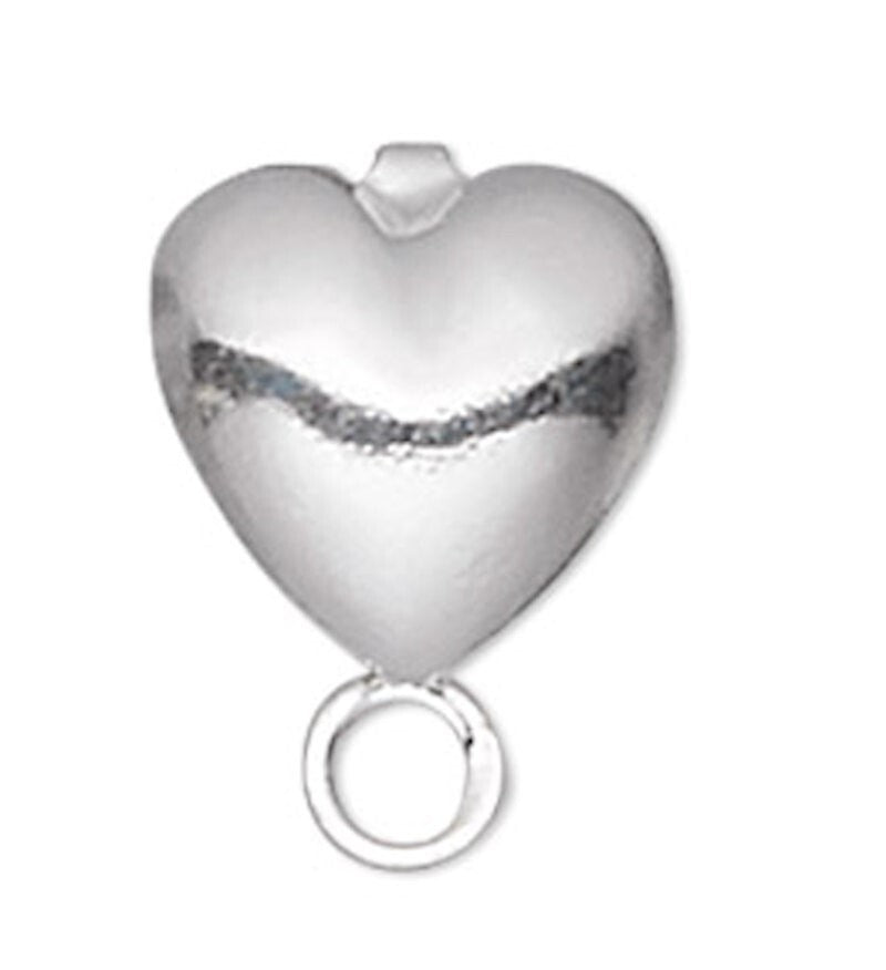 Silver Plated Brass & Stainless Steel Heart Earring Posts 6x6mm Closed Loop (100 pc)