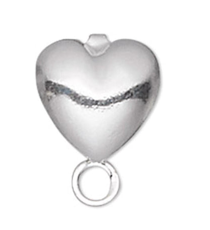 Silver Plated Brass & Stainless Steel Heart Earring Posts 6x6mm Closed Loop (100 pc)
