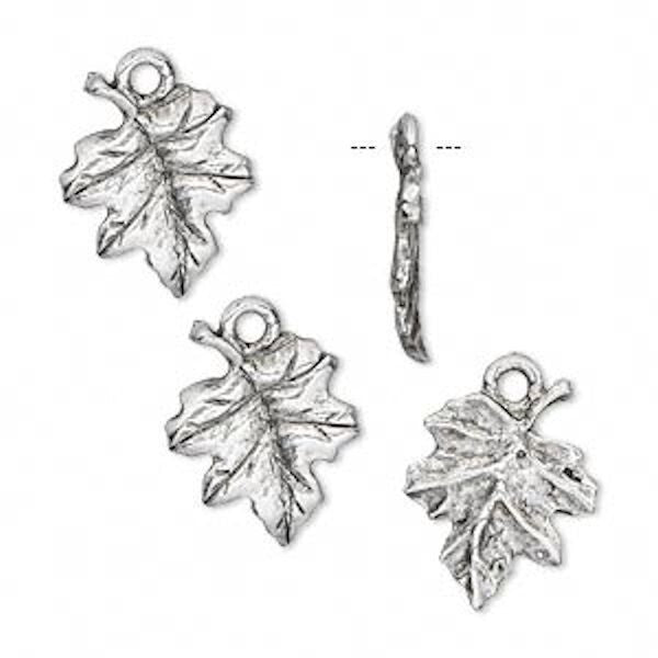 Antiqued Silver Pewter Maple Leaf Charms, 17x12.5mm, 4 pcs