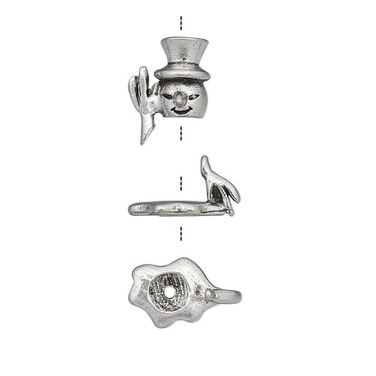 Pewter Snowman Bead Hugger Caps, Antiqued Silver, 23x13.5mm, 2 Sets