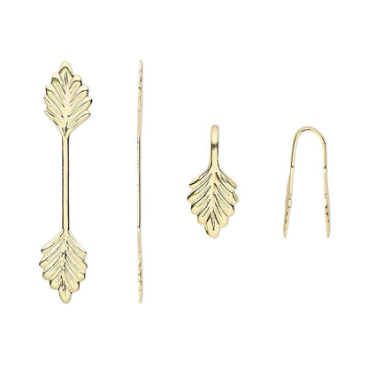 Glue-On Leaf Bail, Fold-Over, Gold or Silver Plated Brass, 29x6mm