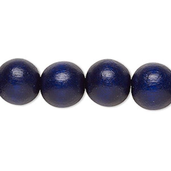 Cheesewood Round Beads, Dyed & Waxed, 11-12mm, 2 Strands, Approx. 70 Beads