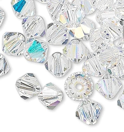 Swarovski Crystal AB 5328 Xilion Bicone Beads, 4mm - 48 or 144 pcs