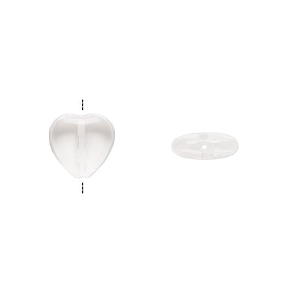 Czech Transparent Clear Pressed Glass Heart Beads, 10mm, 1 Strand (approx. 45)