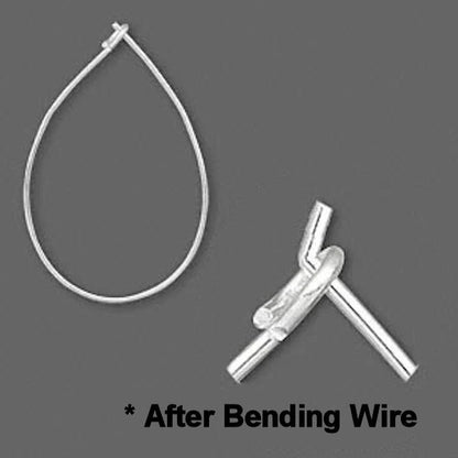 Silver-Plated Brass Teardrop Beading Hoop Earwires, 27x17mm, 23 Gauge