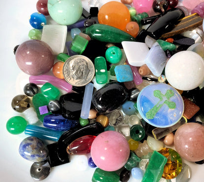 Gemstone & Glass Component Mix, Assorted Colors & Shapes, 1/2 lb (approx. 200–600 pcs)