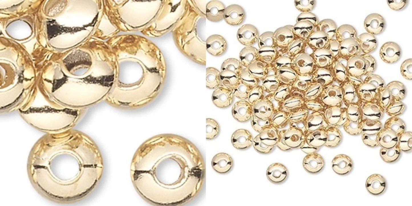 Gold Plated Brass Saucer Spacer Beads, 5x3mm, 100 pcs
