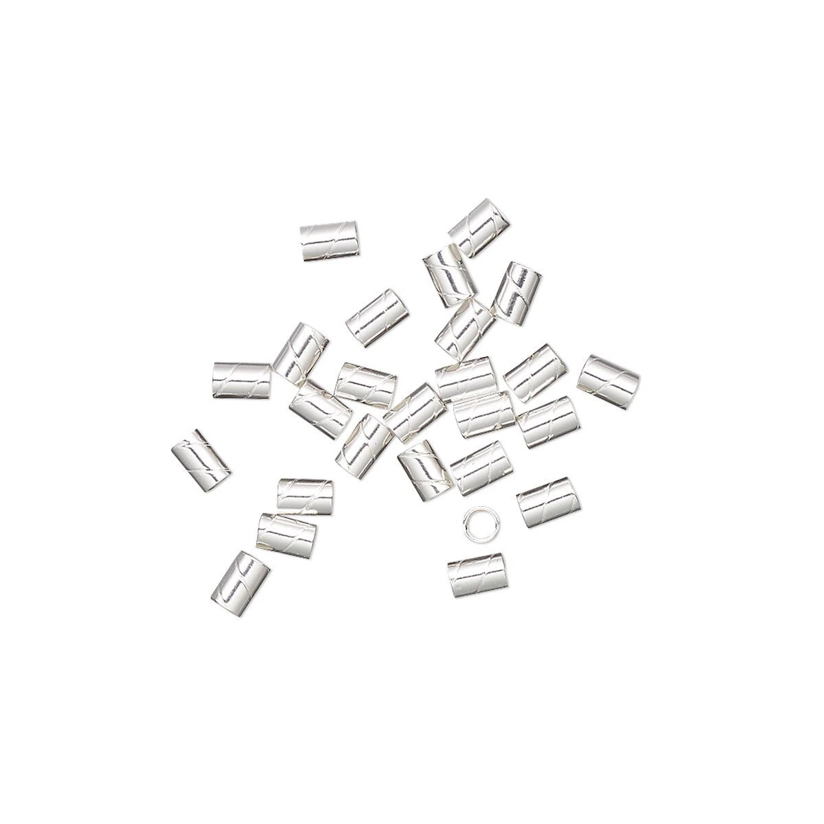 Sterling Silver Twisted Crimp Tube Beads, 3x2mm, 25 pcs