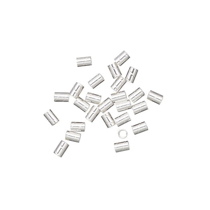 Sterling Silver Twisted Crimp Tube Beads, 3x2mm, 25 pcs