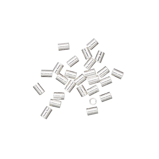 Sterling Silver Twisted Crimp Tube Beads, 3x2mm, 25 pcs
