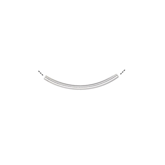 Silver Plated Brass Curved Tube Beads 20x1.2mm, 144 pcs