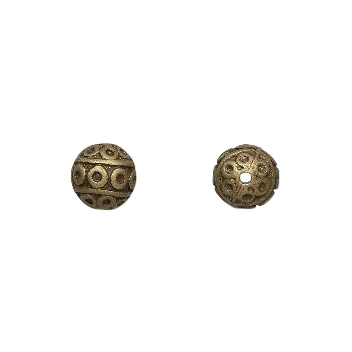 Antiqued Brass Pewter Filigree Round Beads, 8mm, 10 pcs