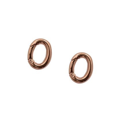 Copper Plated Brass Self-Closing Hinged Bail Clasp, 16x20mm Oval, 2 pcs