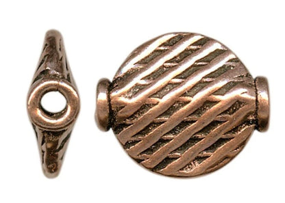 Antiqued Copper Textured Coin Beads, 10x12mm, 12 pcs