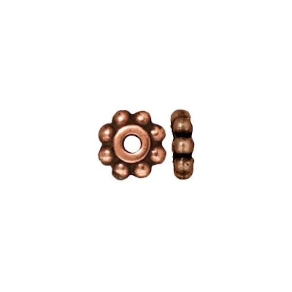Antiqued Copper Daisy Heishi Spacer Beads, 5x2mm, 1 Strand (approx. 184–224)