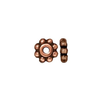 Antiqued Copper Daisy Heishi Spacer Beads, 5x2mm, 1 Strand (approx. 184–224)