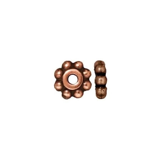 Antiqued Copper Daisy Heishi Spacer Beads, 5x2mm, 1 Strand (approx. 184–224)