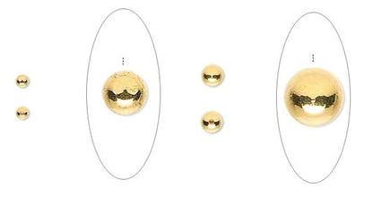Gold Plated Brass Half-Drilled Memory Wire End Beads, 3mm or 5mm