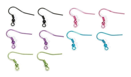 French Fishhook Ear Wires with Ball & Coil, 19x20mm, 20 pcs