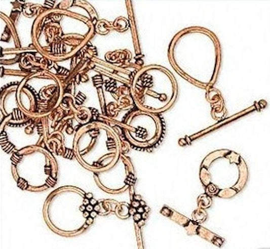 Clasp Toggle Mix  Antiqued Copper Mixed Designs & Sizes (50 Grams)