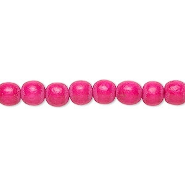 Dyed & Waxed Wood Round Beads 6mm - 2 Strands (approx. 140 pcs)