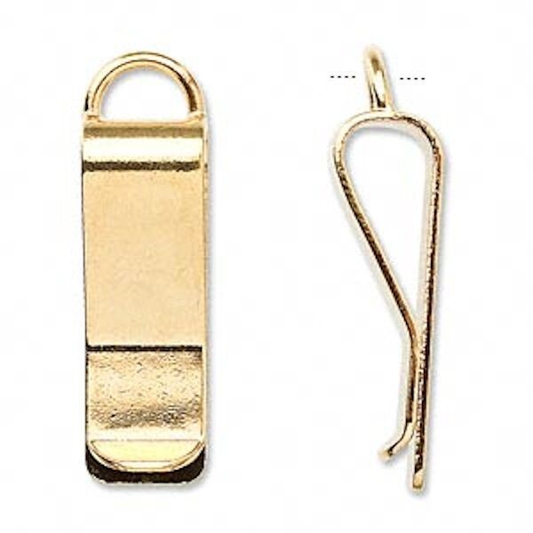 Gold Plated Brass Bookmark Waistband Clips with Loop, 30x10mm - Pack of 10