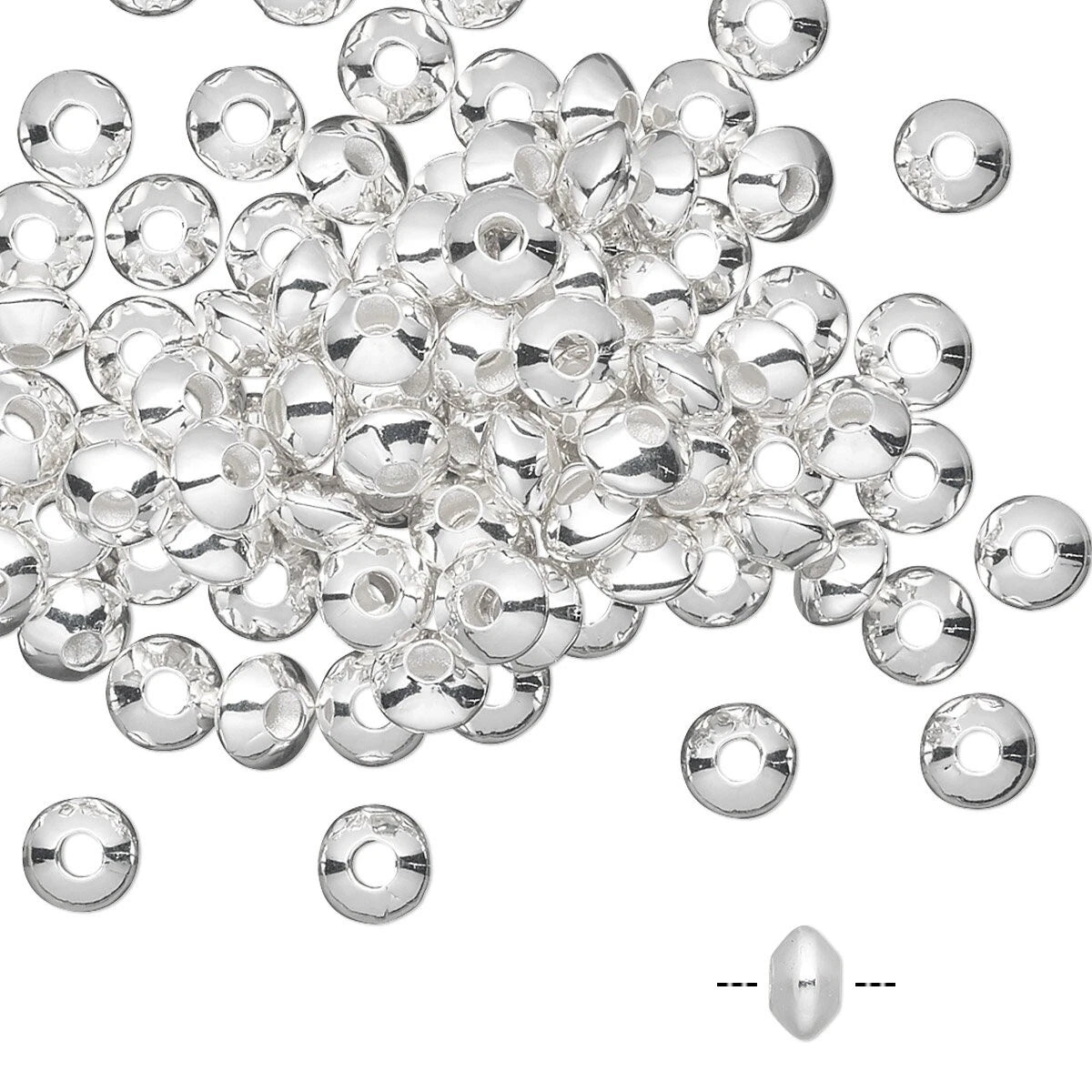 Silver Plated Brass Smooth Saucer Spacer Beads, 5x3mm, 100 pcs